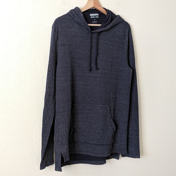 Michael Stars Mens Drawstring Hoodie Sweatshirt Pullover Long Sleeve Blue Medium - Picture 7 of 8